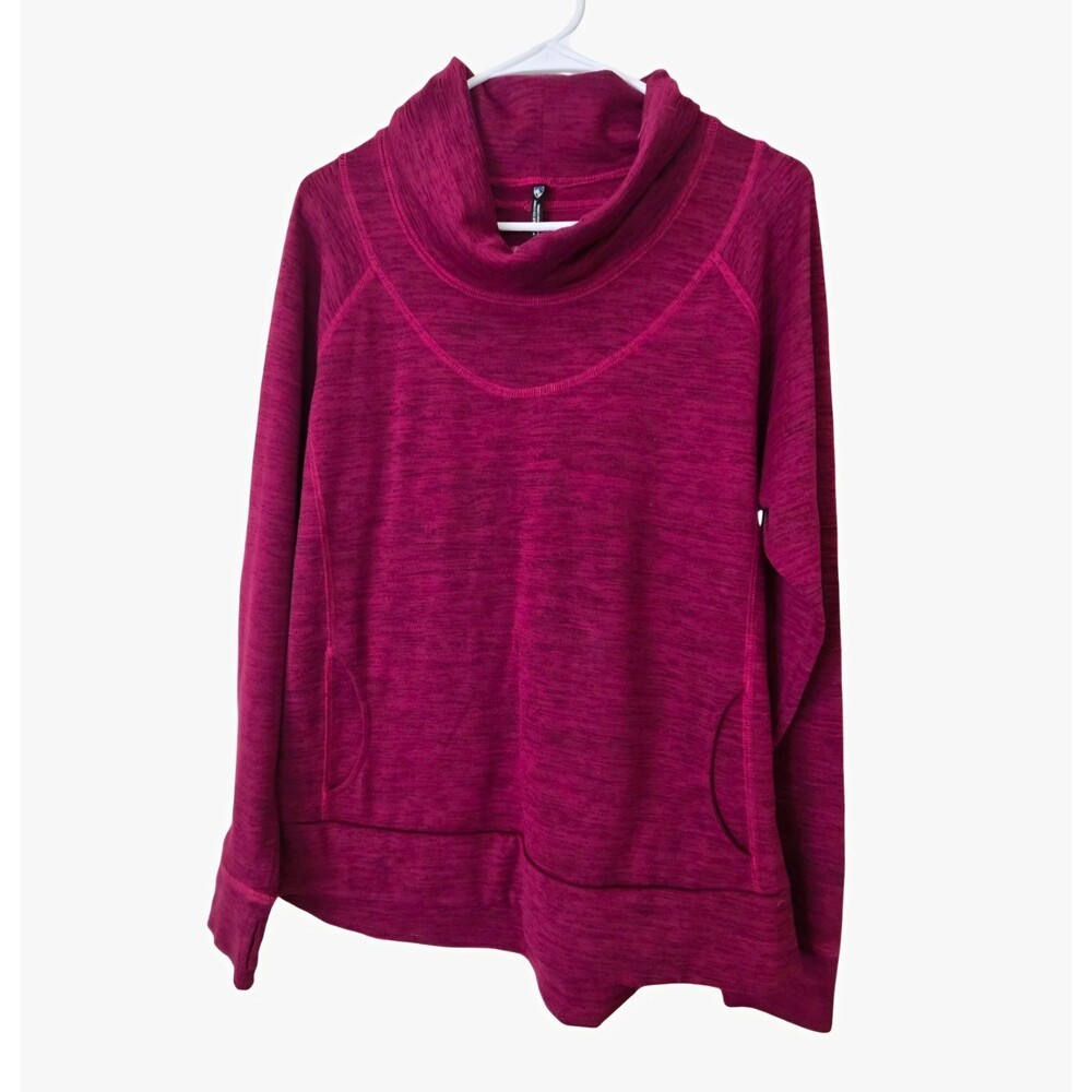 KÜHL Womens Purple Heathered Cowl Neck Thumbholes Polyester Blend Pullover XL
